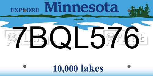 7BQL576 Minnesota License Plate
