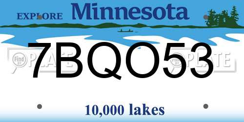 7BQO53 Minnesota License Plate