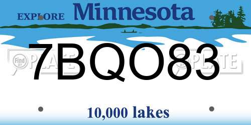 7BQO83 Minnesota License Plate