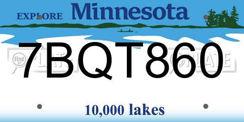 7BQT860 Minnesota License Plate