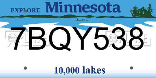 7BQY538 Minnesota License Plate