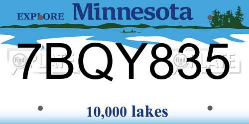 7BQY835 Minnesota License Plate