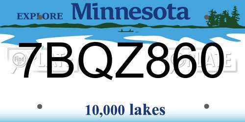 7BQZ860 Minnesota License Plate