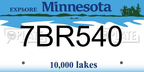 7BR540 Minnesota License Plate