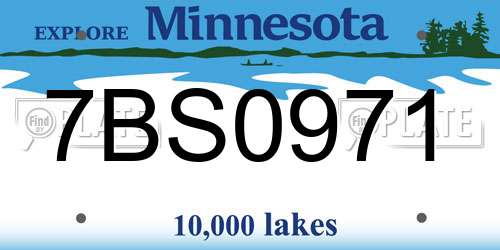 7BS0971 Minnesota License Plate