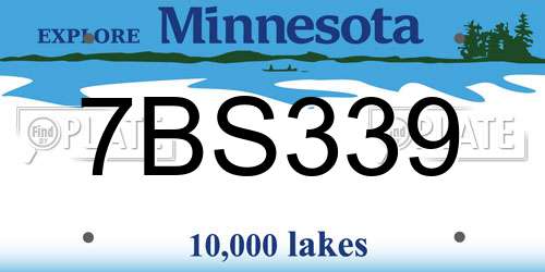 7BS339 Minnesota License Plate
