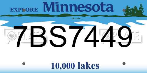7BS7449 Minnesota License Plate