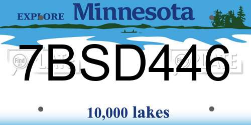 7BSD446 Minnesota License Plate
