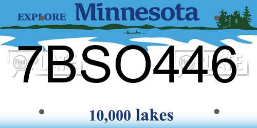 7BSO446 Minnesota License Plate