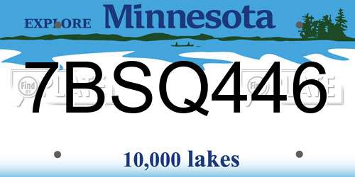 7BSQ446 Minnesota License Plate
