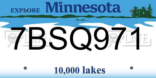 7BSQ971 Minnesota License Plate