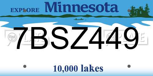 7BSZ449 Minnesota License Plate
