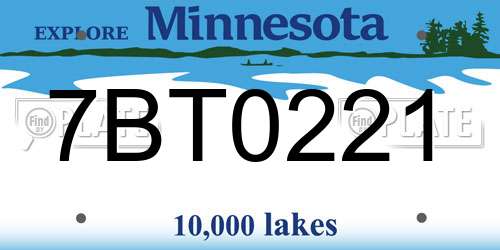 7BT0221 Minnesota License Plate