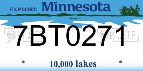 7BT0271 Minnesota License Plate