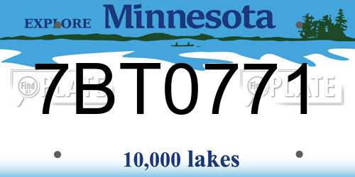 7BT0771 Minnesota License Plate
