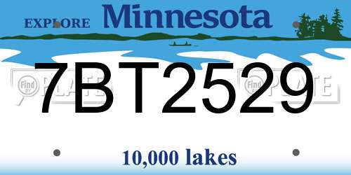 7BT2529 Minnesota License Plate