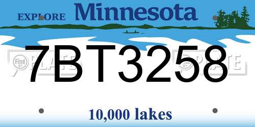 7BT3258 Minnesota License Plate