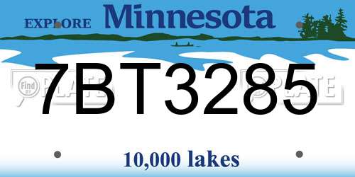 7BT3285 Minnesota License Plate