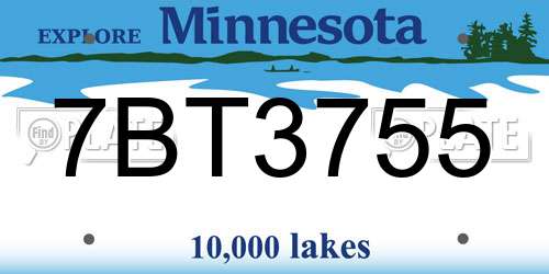 7BT3755 Minnesota License Plate
