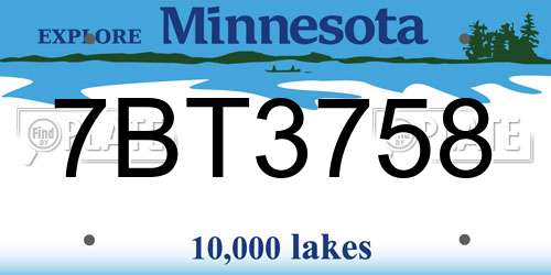 7BT3758 Minnesota License Plate