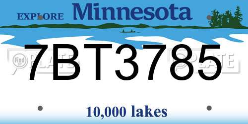 7BT3785 Minnesota License Plate