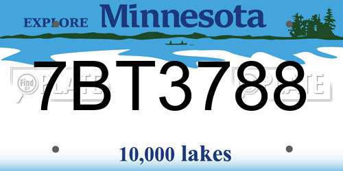 7BT3788 Minnesota License Plate