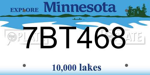 7BT468 Minnesota License Plate