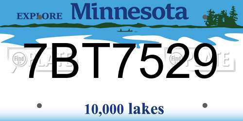 7BT7529 Minnesota License Plate
