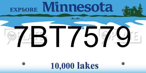 7BT7579 Minnesota License Plate