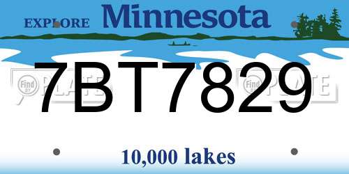 7BT7829 Minnesota License Plate