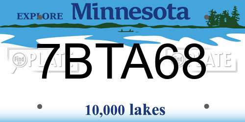 7BTA68 Minnesota License Plate