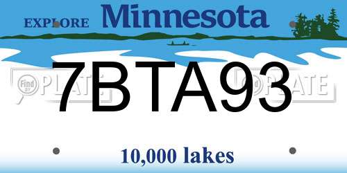 7BTA93 Minnesota License Plate
