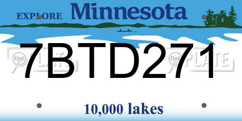7BTD271 Minnesota License Plate