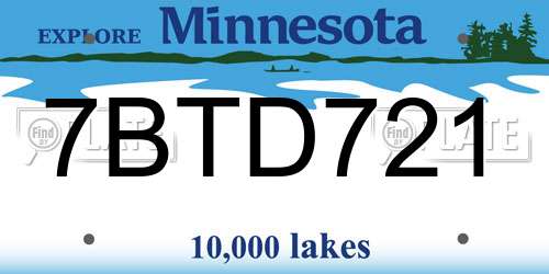 7BTD721 Minnesota License Plate