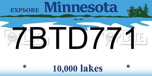 7BTD771 Minnesota License Plate