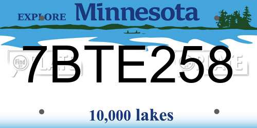 7BTE258 Minnesota License Plate