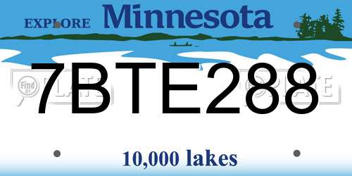 7BTE288 Minnesota License Plate