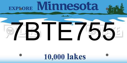 7BTE755 Minnesota License Plate
