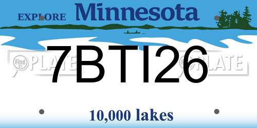 7BTI26 Minnesota License Plate