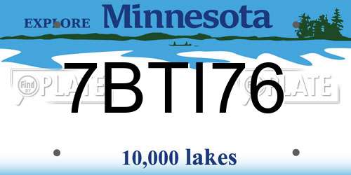 7BTI76 Minnesota License Plate
