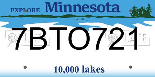 7BTO721 Minnesota License Plate