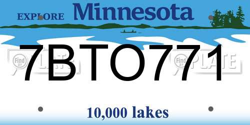 7BTO771 Minnesota License Plate