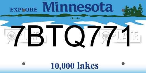 7BTQ771 Minnesota License Plate