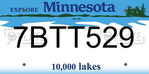 7BTT529 Minnesota License Plate