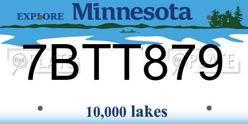 7BTT879 Minnesota License Plate