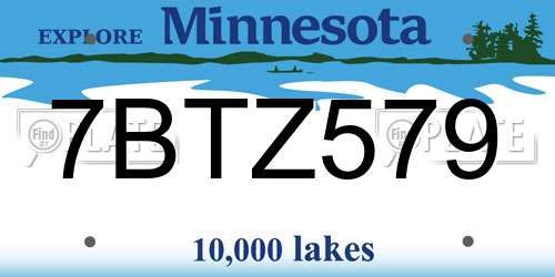 7BTZ579 Minnesota License Plate