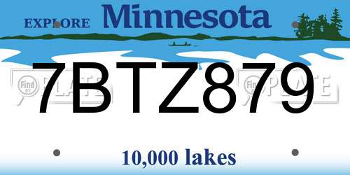 7BTZ879 Minnesota License Plate