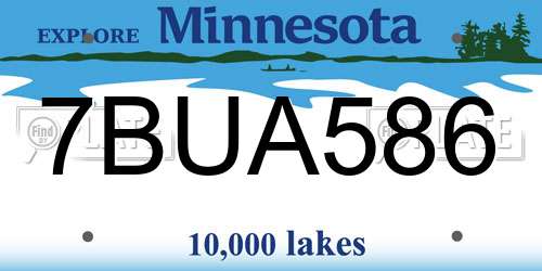 7BUA586 Minnesota License Plate