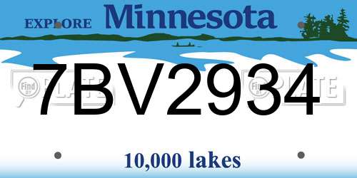 7BV2934 Minnesota License Plate