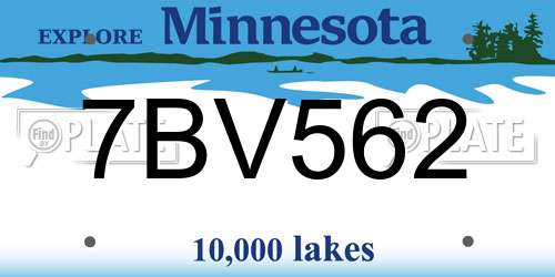 7BV562 Minnesota License Plate